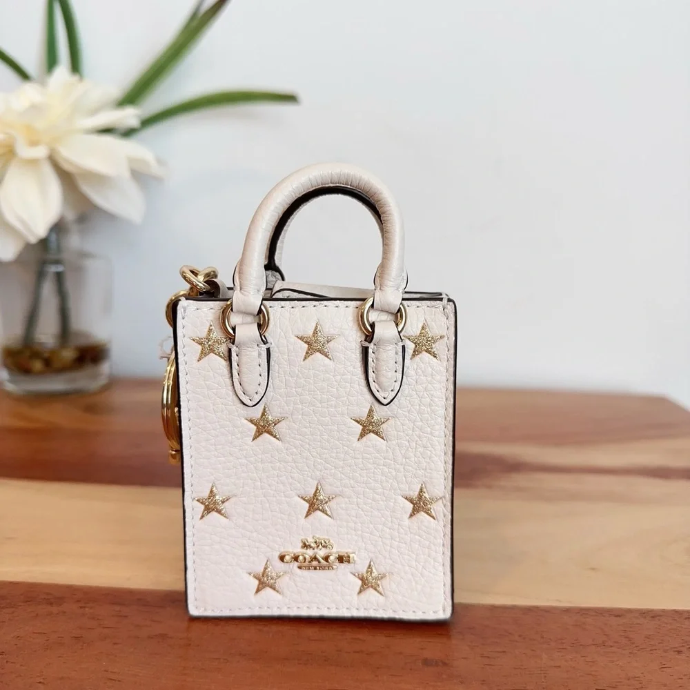 NWT Coach‎ North/South Mini Tote Bag Charm With Star Print